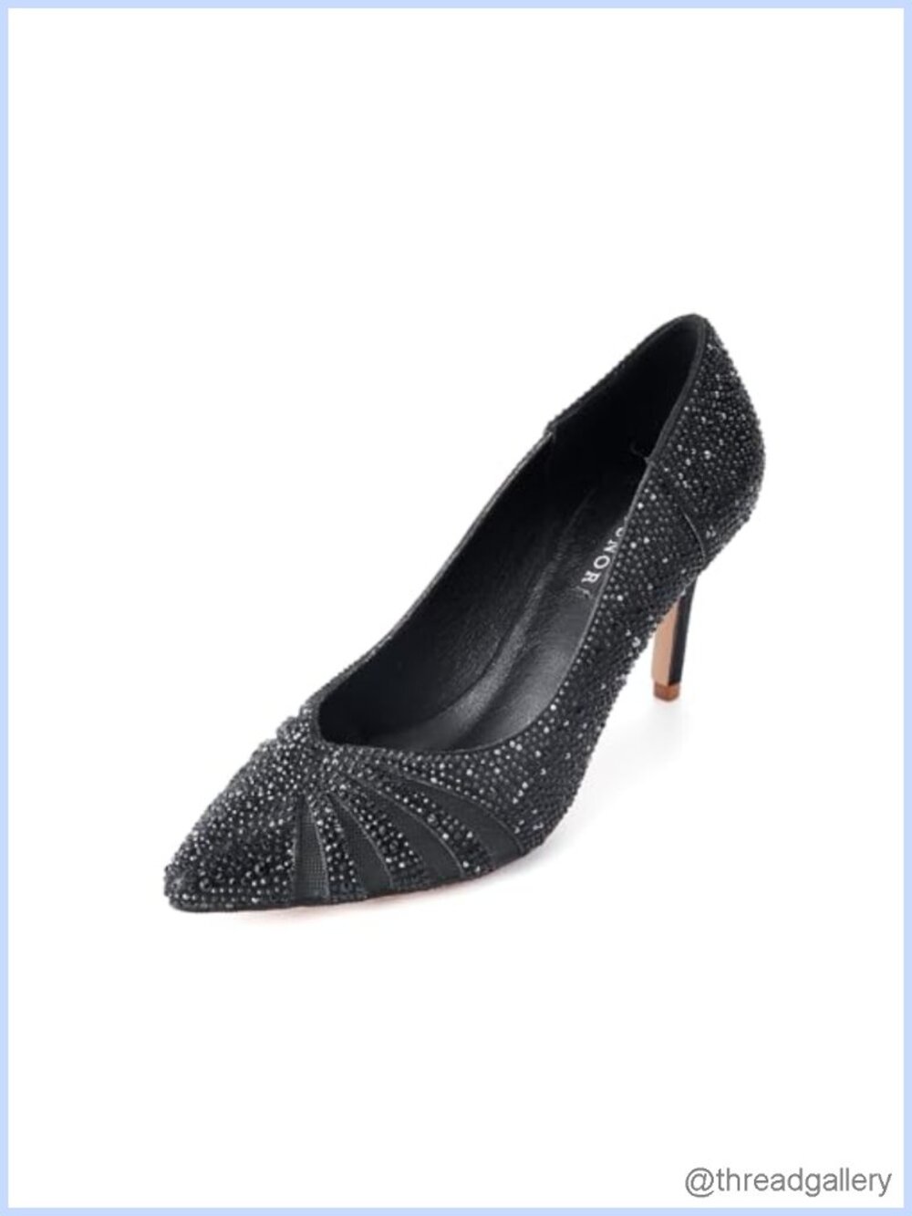 ERIJUNOR Mid Heel Rhinestone Mesh Pointed Toe Wedding Pumps